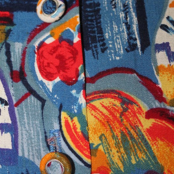 Vintage Multicoloured Womans Short Sleeved Blouse - Picture 2 of 10